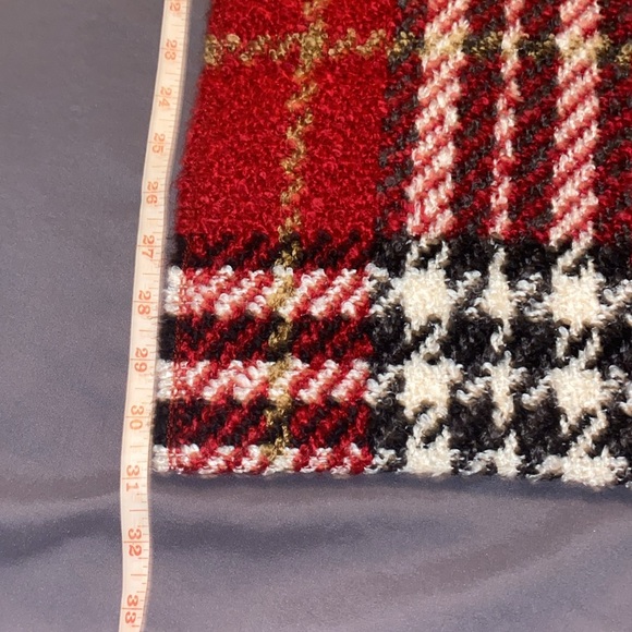 V. Fraas Trendy Red Plaid Infinity Acrylic Winter / Fall Scarf - Picture 6 of 10